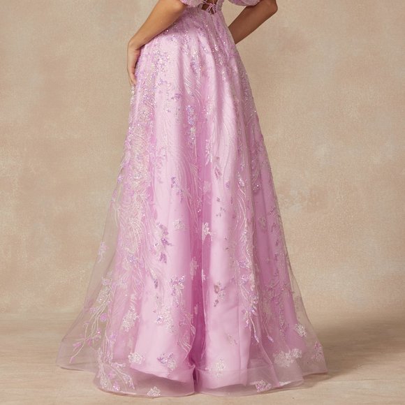 NEW LONG OFF THE SHOULDER STRAPLESS A-LINE GOWN EMBROIDERED WITH SEQUINS JT 2404 - Picture 9 of 9